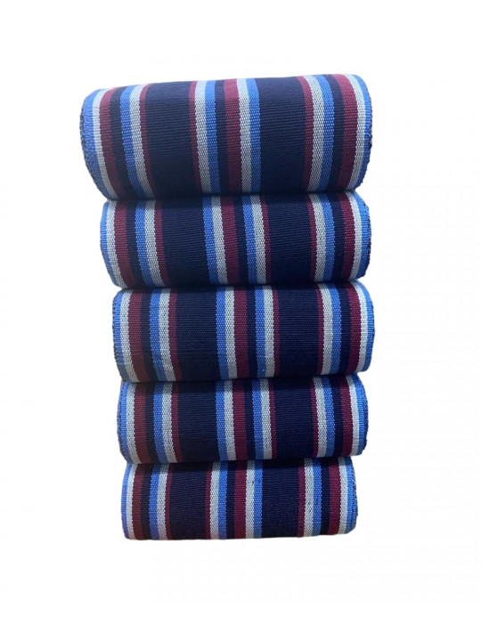 New Stripped Aso Oke Bundle Fabric | Blue | White | Wine